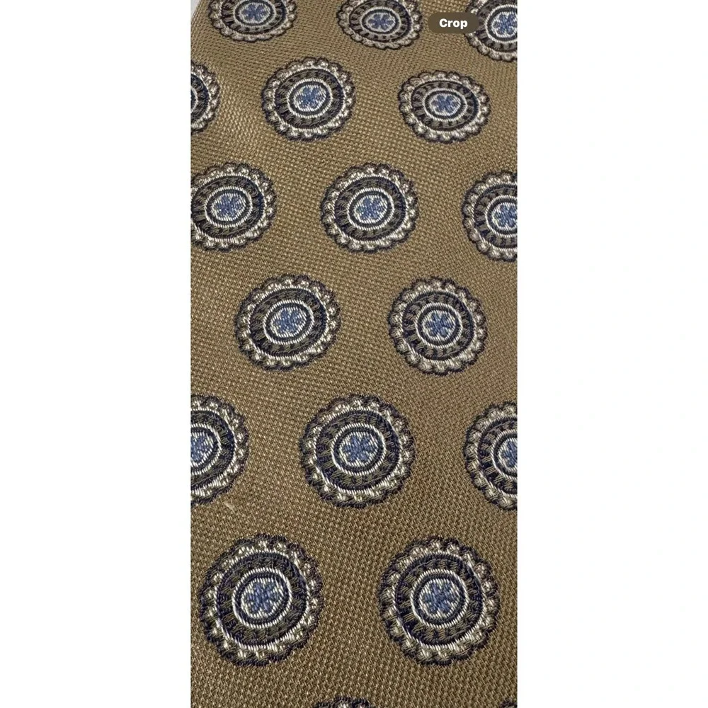 BROOKS BROTHERS 100% Silk Neck‎ Tie Beige Circular Pattern Geometric Made in USA
